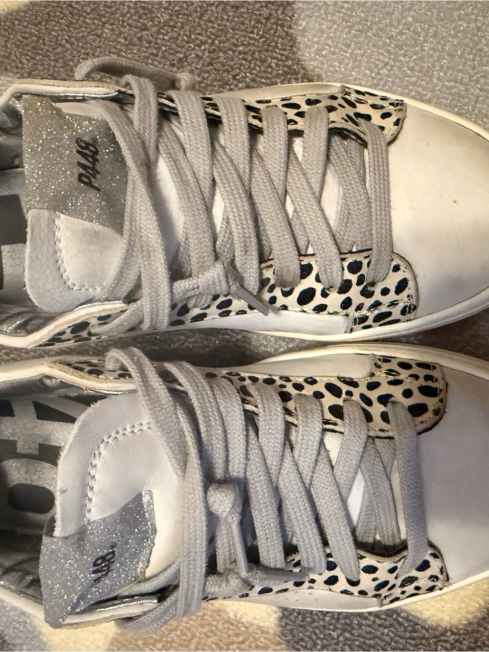 P448 White Sneakers with Black Speckle Accent